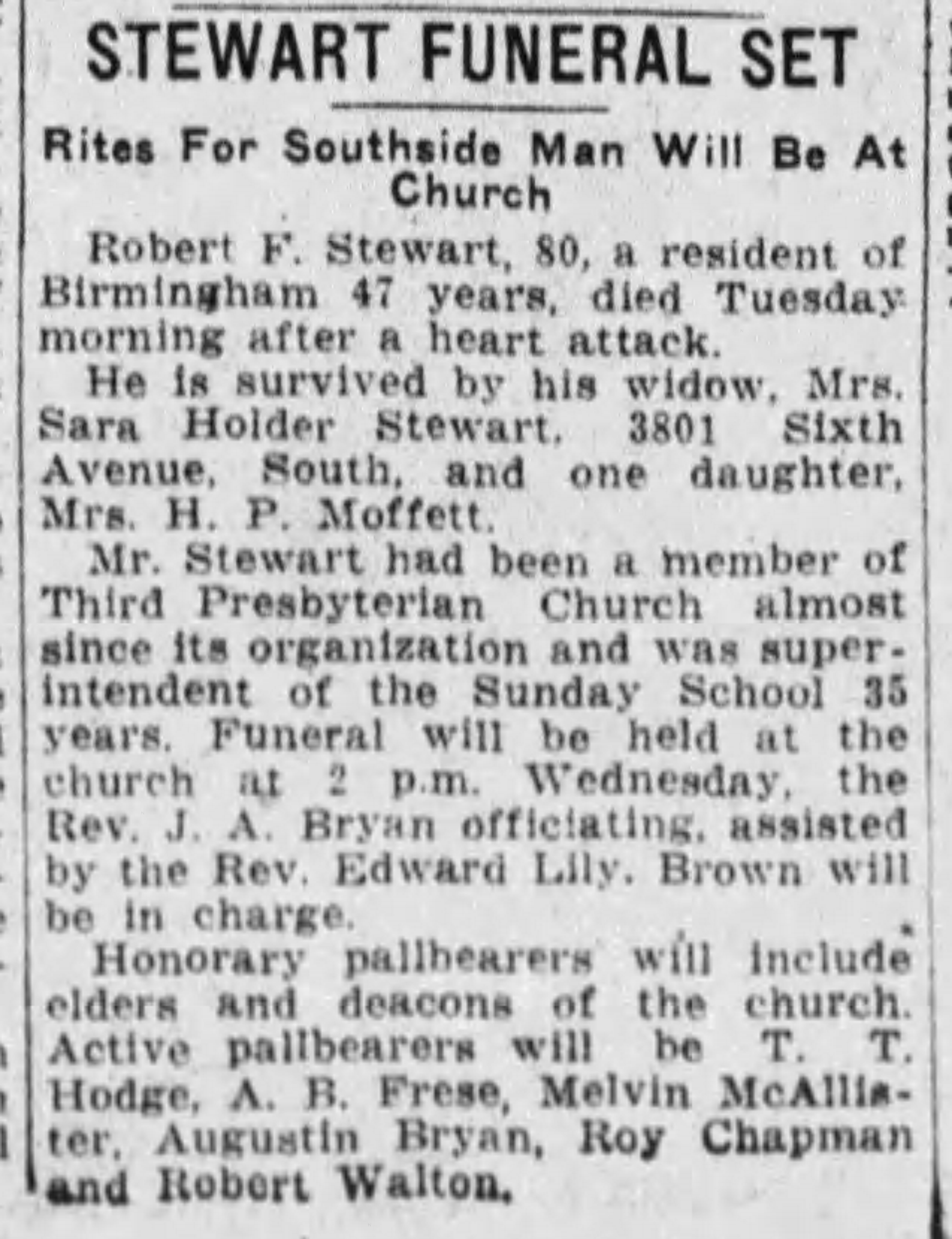 Robert F. Stewart obituary